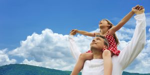 Father, Daughter on Shoulders